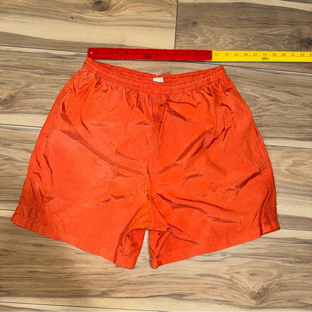Vtg 50 60’s Orange Lined Pocked Trunks Water Board Shorts Wide High Rise size M